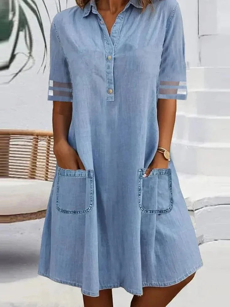 Briselle – Casual Pocketed Denim Tunic Dress for Women