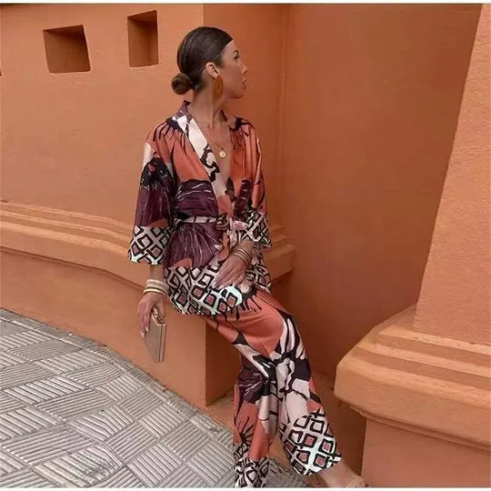 Alvara – Sunset Bloom Wide-Leg Set for Women