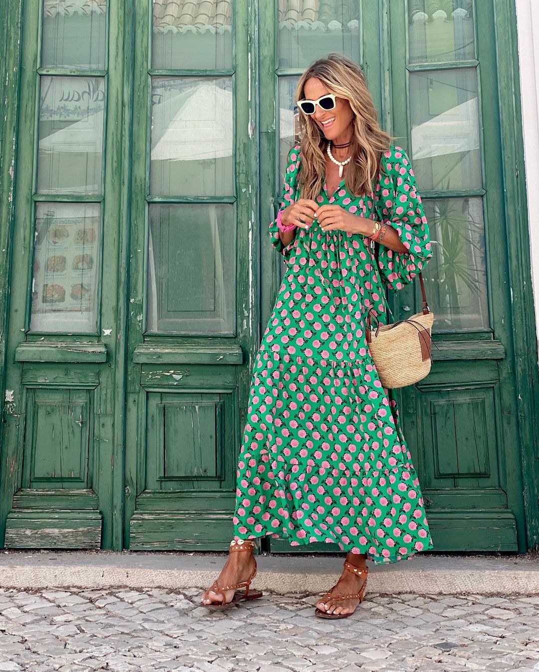 Solviera – Boho Geometric Print Maxi Kaftan Dress for Women