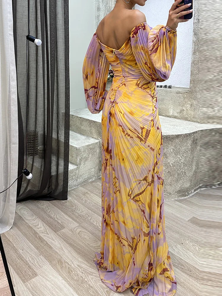 Albulena – Off-Shoulder Sunset Bloom Evening Gown