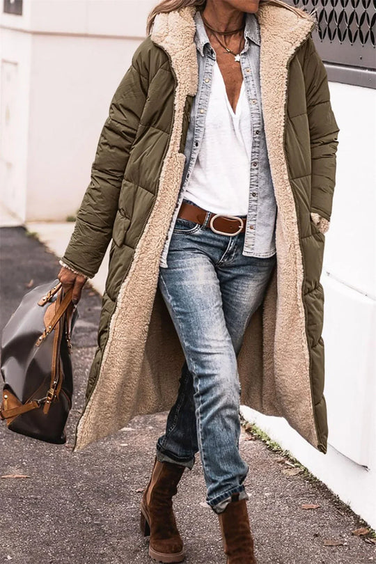 Lina – Long Hooded Winter Puffer Coat for Women