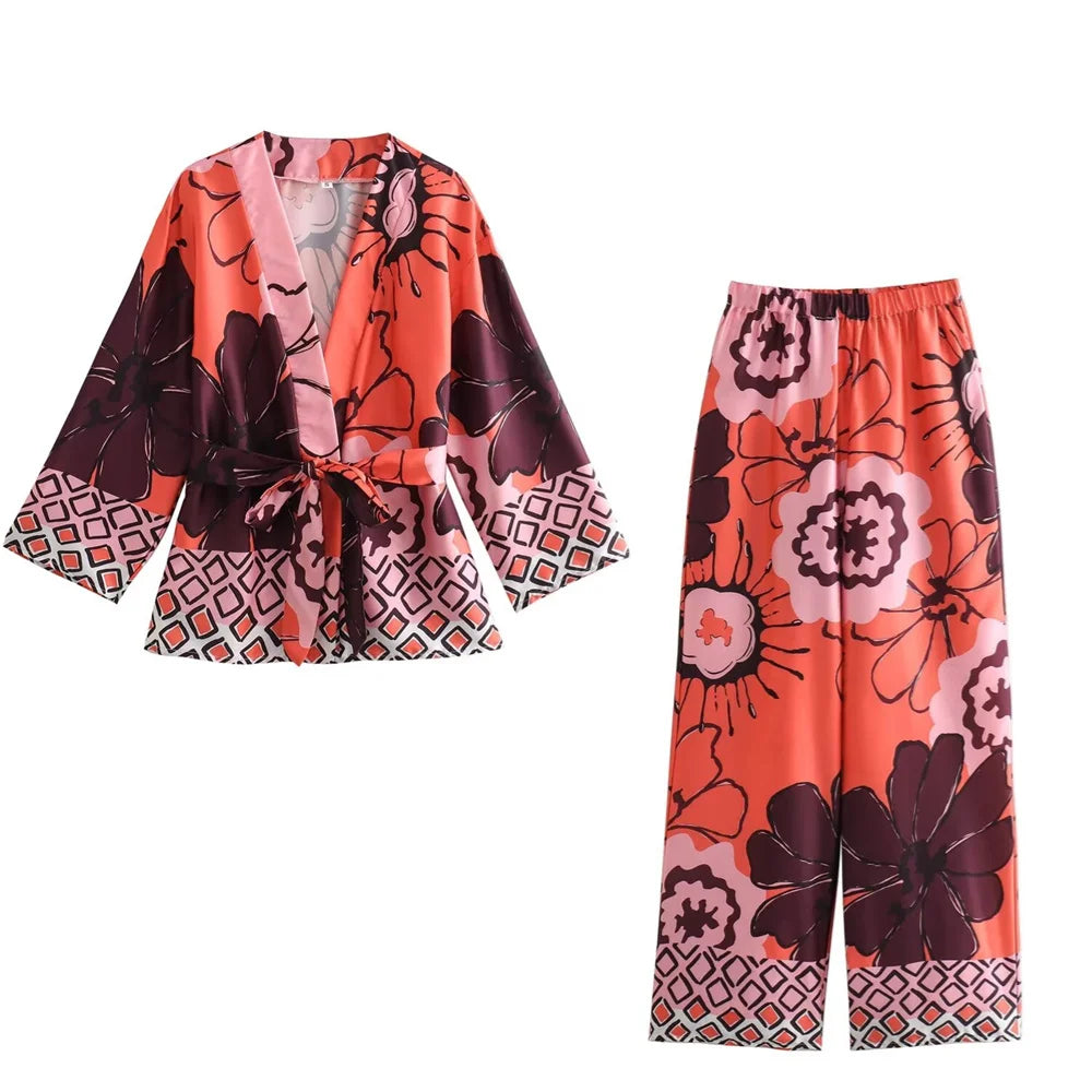 Alvara – Sunset Bloom Wide-Leg Set for Women