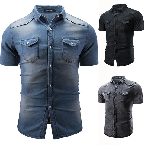 Daxon – Denim Short-Sleeve Shirt for Men