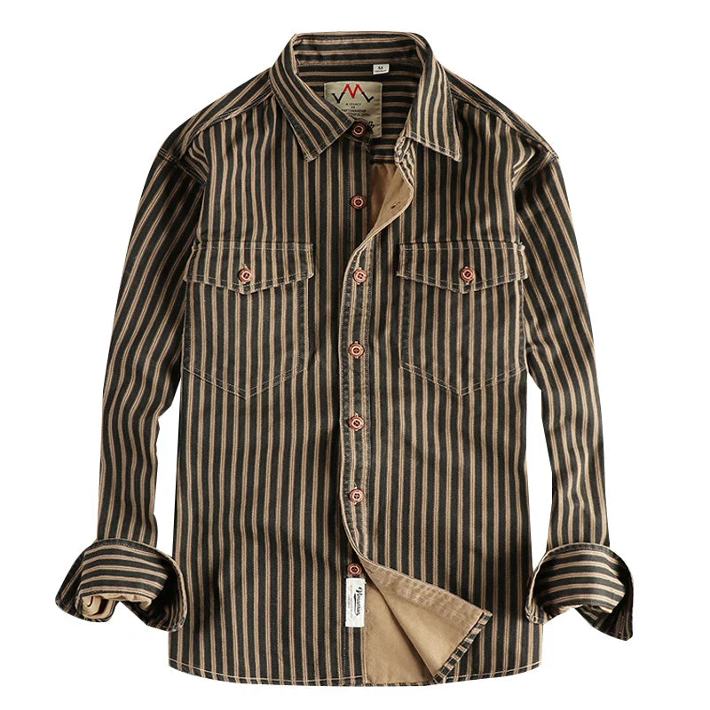 Halden – Retro Stripe Long Sleeve Shirt for Men