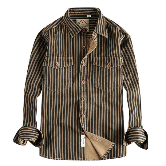 Halden – Retro Stripe Long Sleeve Shirt for Men