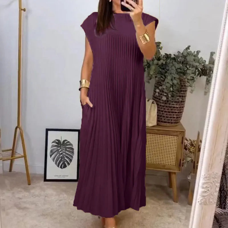 Franciszka – Pleated Sleeveless Midi Dress