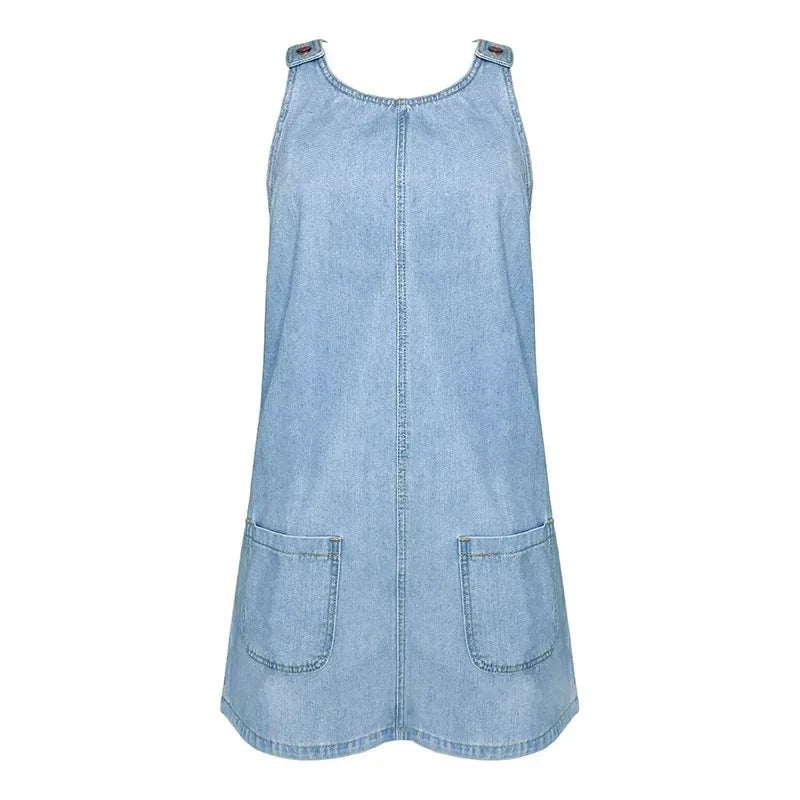 Mirellie – Sleeveless Pocket-Front Denim Mini Dress for Women