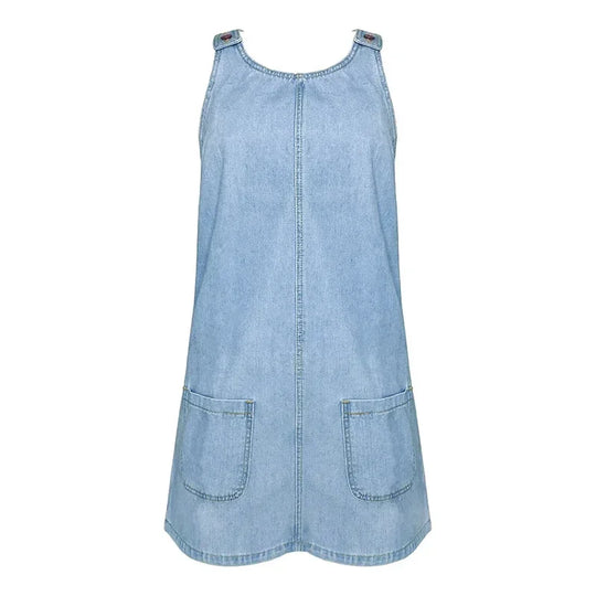 Mirellie – Sleeveless Pocket-Front Denim Mini Dress for Women
