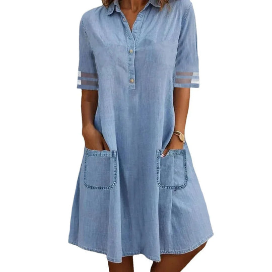 Briselle – Casual Pocketed Denim Tunic Dress for Women
