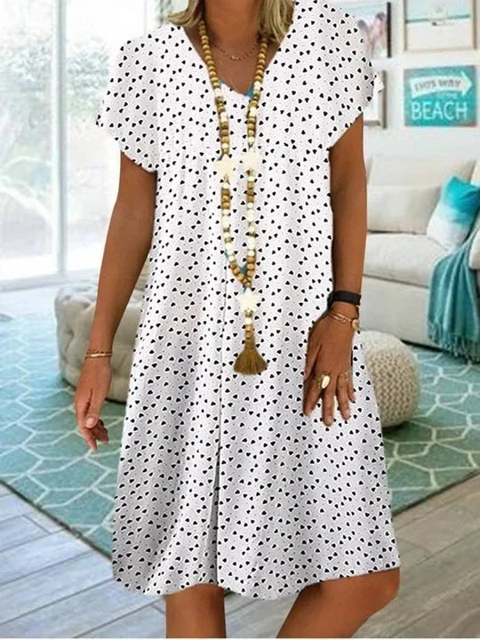 Mira – Polka Dot Button-Front Casual Dress