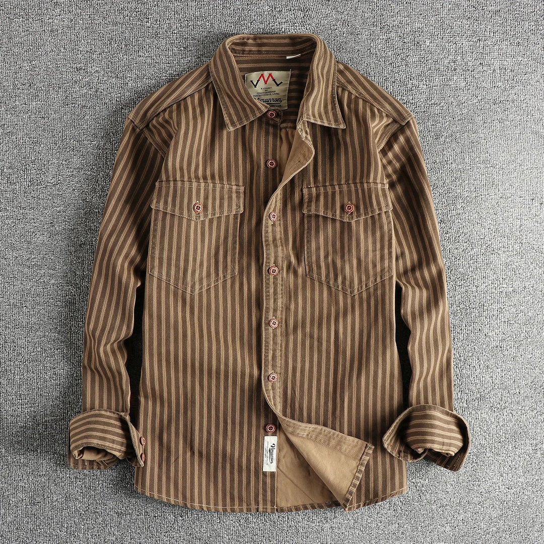 Halden – Retro Stripe Long Sleeve Shirt for Men