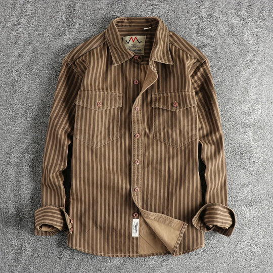 Halden – Retro Stripe Long Sleeve Shirt for Men