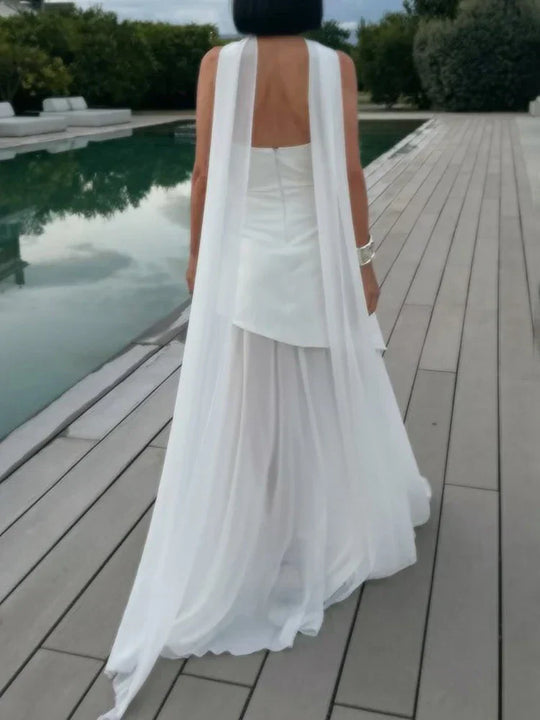 Ashleigh – Strapless Chiffon-Panel Evening Gown