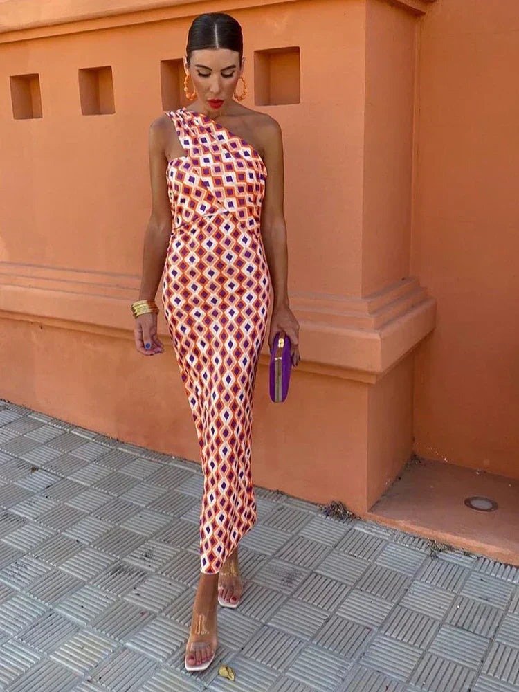 Talviva – One-Shoulder Retro Print Jumpsuit for Women