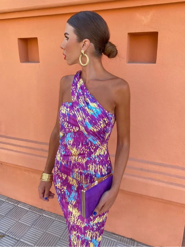 Talviva – One-Shoulder Retro Print Jumpsuit for Women