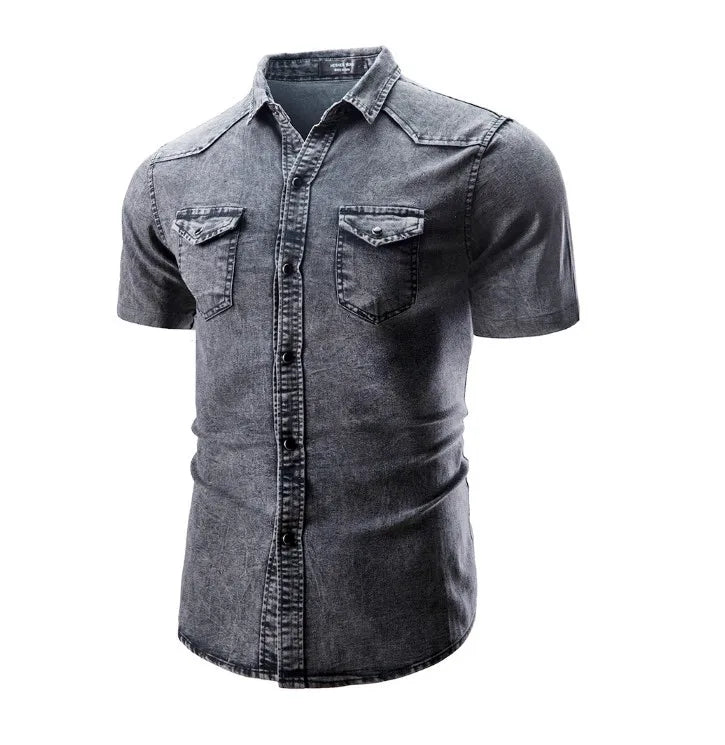 Daxon – Denim Short-Sleeve Shirt for Men