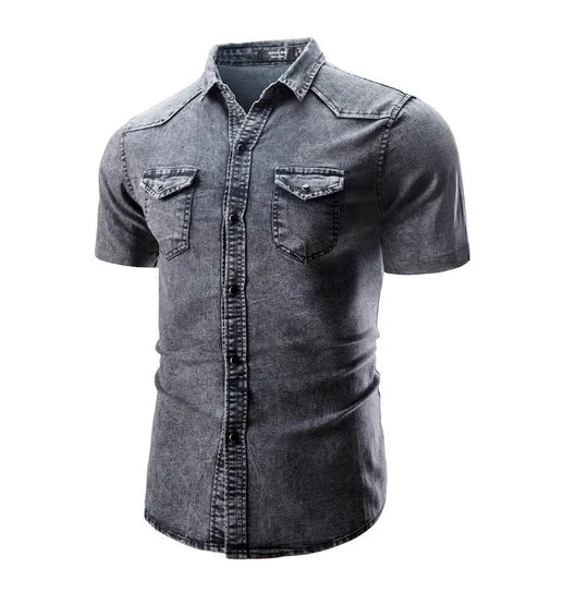 Daxon – Denim Short-Sleeve Shirt for Men