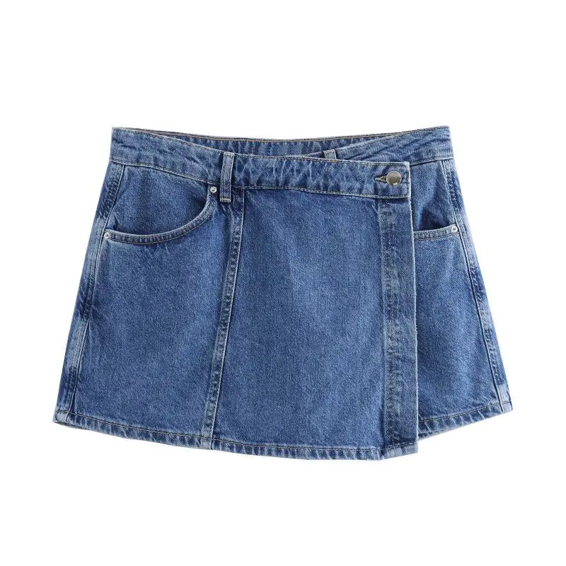 Albina – Two-Piece Collared Denim Top & Skirt Set for Women