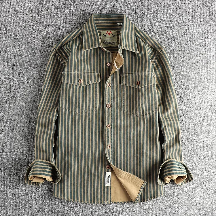 Halden – Retro Stripe Long Sleeve Shirt for Men