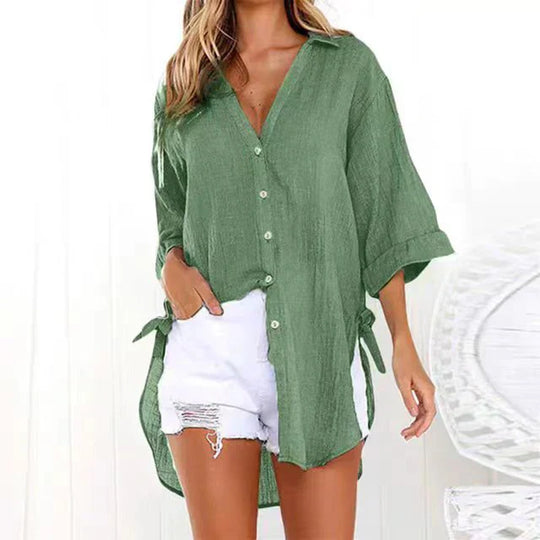 Mairead – Coastal Linen Button-Down Shirt