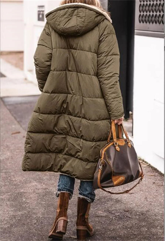 Lina – Long Hooded Winter Puffer Coat for Women