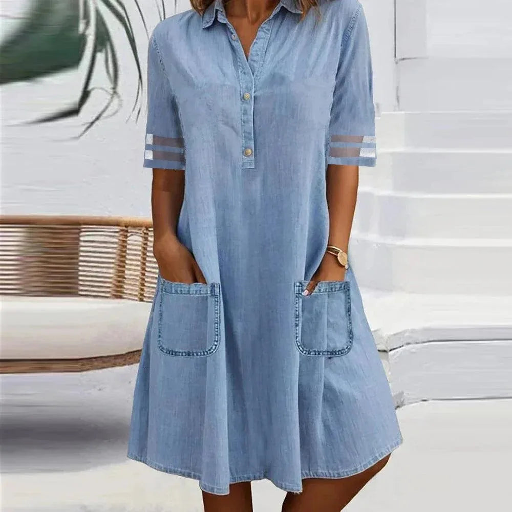 Briselle – Casual Pocketed Denim Tunic Dress for Women