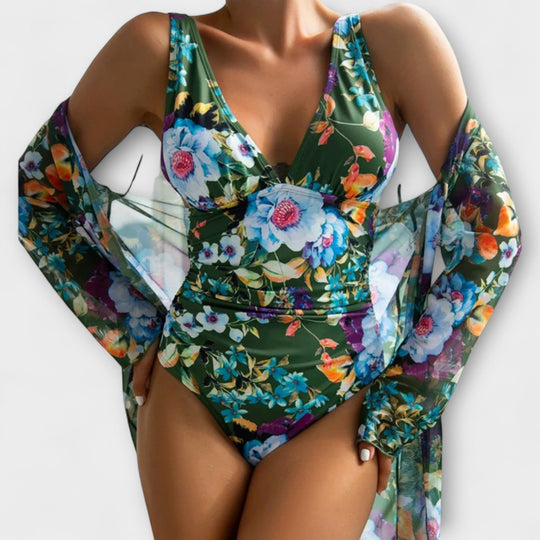 Zarina – Floral Wrap Swimsuit with Matching Cover-Up