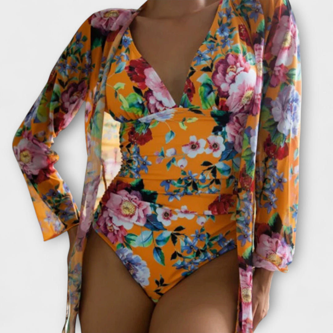 Zarina – Floral Wrap Swimsuit with Matching Cover-Up