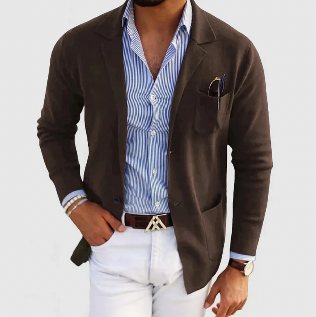 Dominic – Brown Slim Fit Knit Blazer for Men