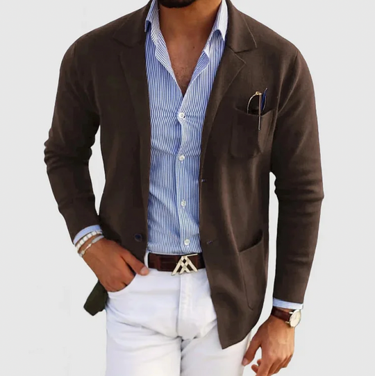 Dominic – Brown Slim Fit Knit Blazer for Men
