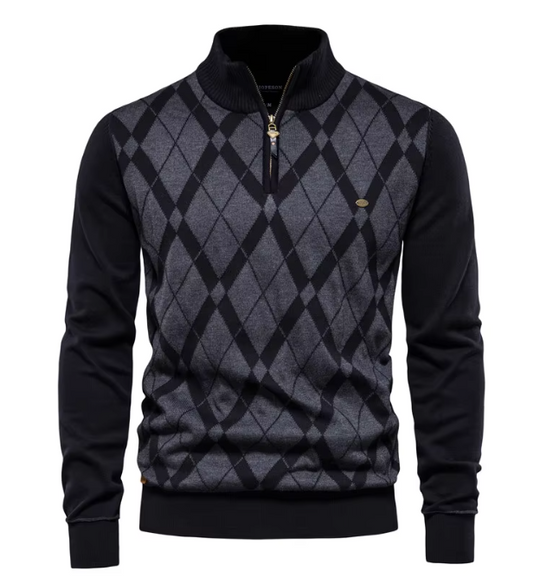 Darian – Argyle Zip Sweater for Men