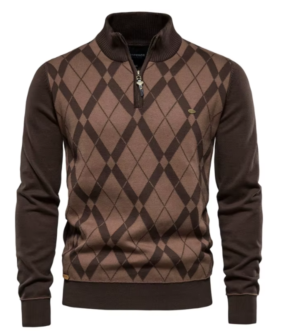 Darian – Argyle Zip Sweater for Men