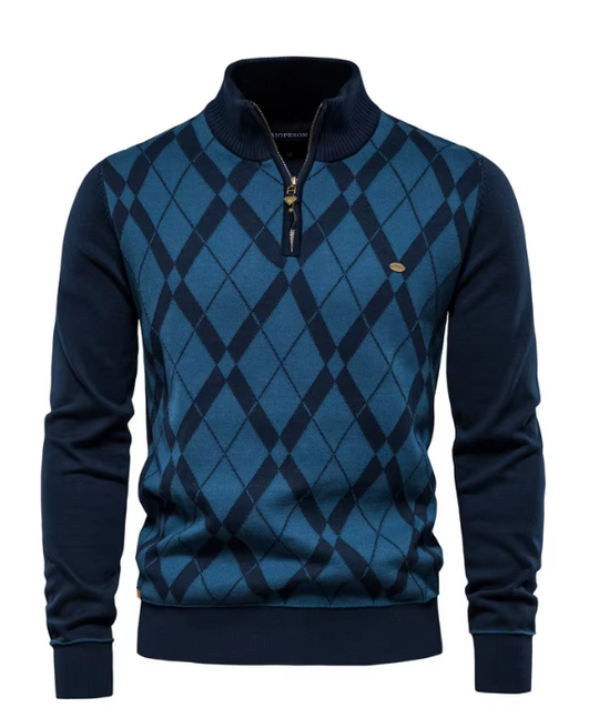 Darian – Argyle Zip Sweater for Men