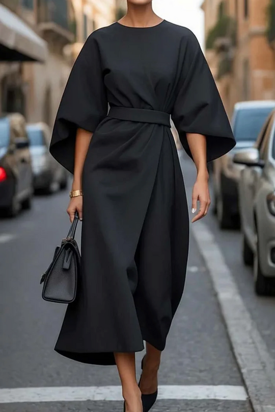 Anna – Sculpted Drape Midi Dress