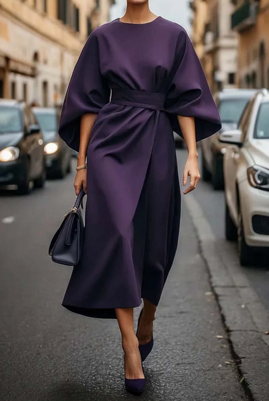 Anna – Sculpted Drape Midi Dress