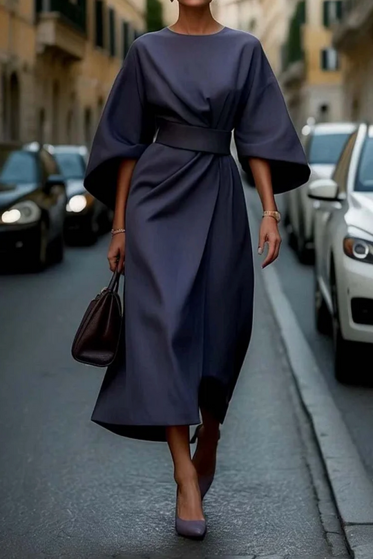 Anna – Sculpted Drape Midi Dress