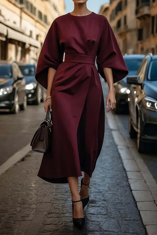Anna – Sculpted Drape Midi Dress