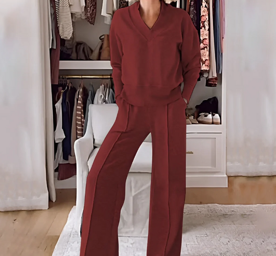 Elvessa – Wide-Leg Two-Piece Lounge & Travel Set for Women