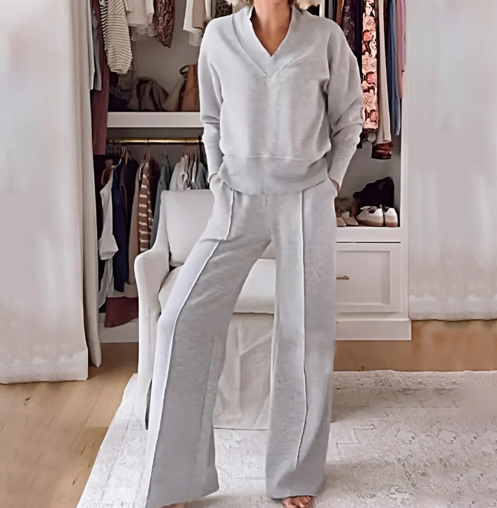 Elvessa – Wide-Leg Two-Piece Lounge & Travel Set for Women