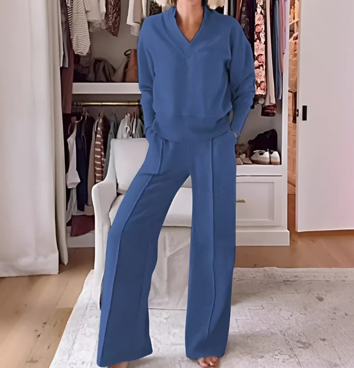 Elvessa – Wide-Leg Two-Piece Lounge & Travel Set for Women