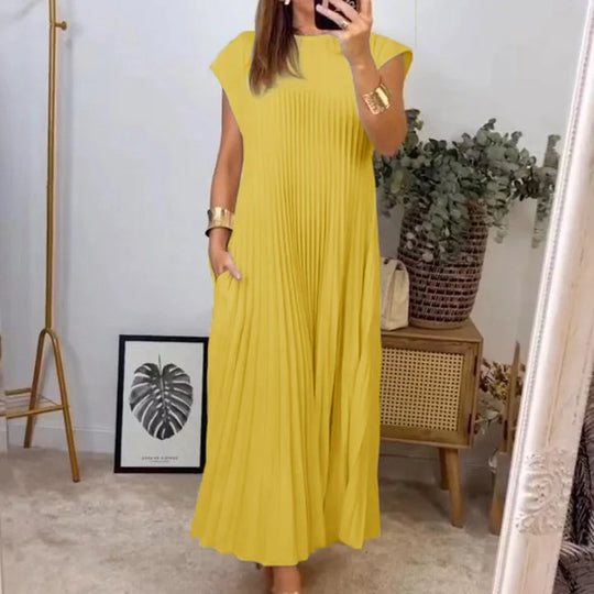 Franciszka – Pleated Sleeveless Midi Dress
