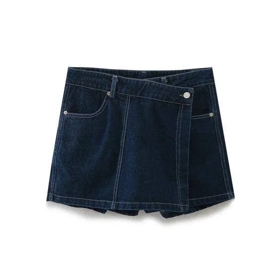 Albina – Two-Piece Collared Denim Top & Skirt Set for Women