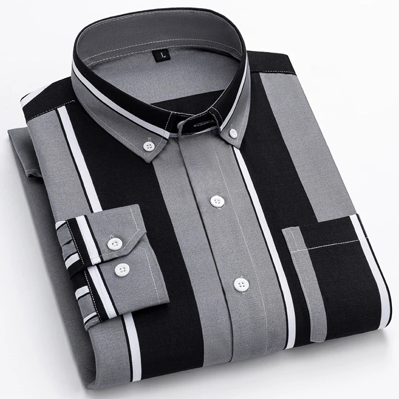 Vertasso – Men’s Bold Panel Stripe Shirt