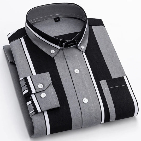 Vertasso – Men’s Bold Panel Stripe Shirt