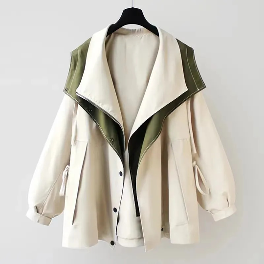 Lieselotte – Two-Tone Hooded A-Line Jacket for Women