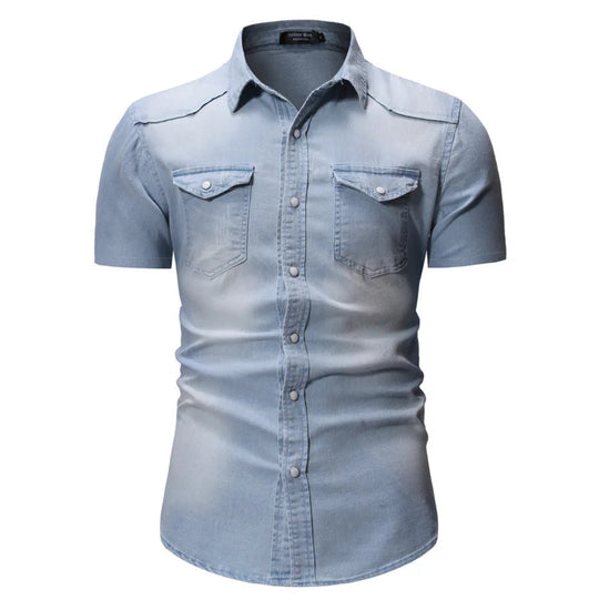 Daxon – Denim Short-Sleeve Shirt for Men