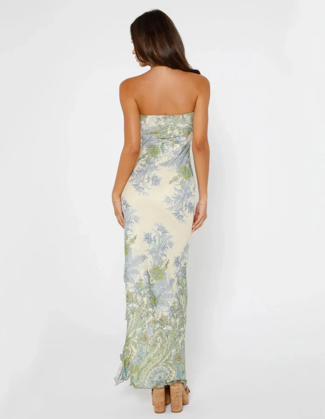 Gorana – Strapless Floral Mesh Gown