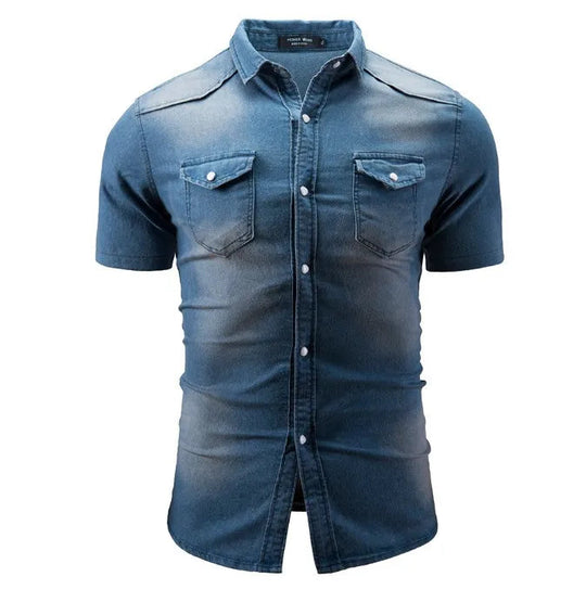 Daxon – Denim Short-Sleeve Shirt for Men
