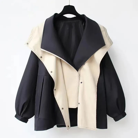 Lieselotte – Two-Tone Hooded A-Line Jacket for Women