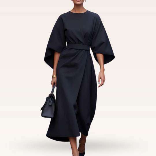 Cashmere – Kimono-Inspired Belted Midi Dress for Women